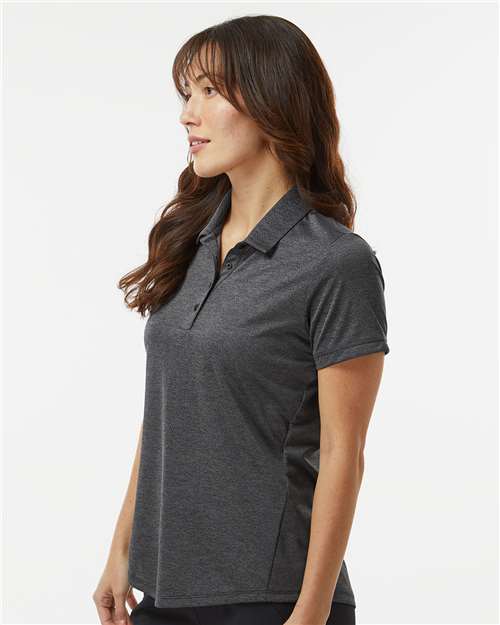 adidas A592 Women's Space Dyed Polo - Black Melange - OnModelSide