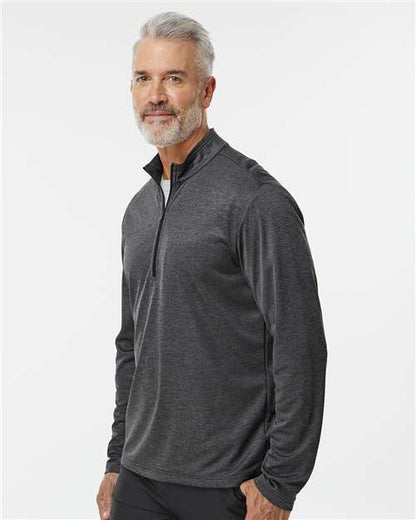 adidas A593 Men's Space Dyed Quarter-Zip Pullover - Black Melange - OnModelSide