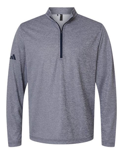 adidas A593 Men's Space Dyed Quarter-Zip Pullover - Collegiate Navy Melange - Front