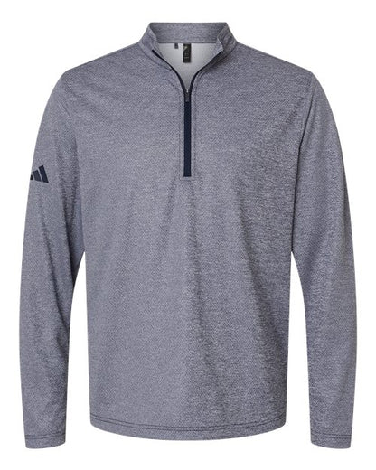 adidas A593 Men's Space Dyed Quarter-Zip Pullover - Collegiate Navy Melange - Front