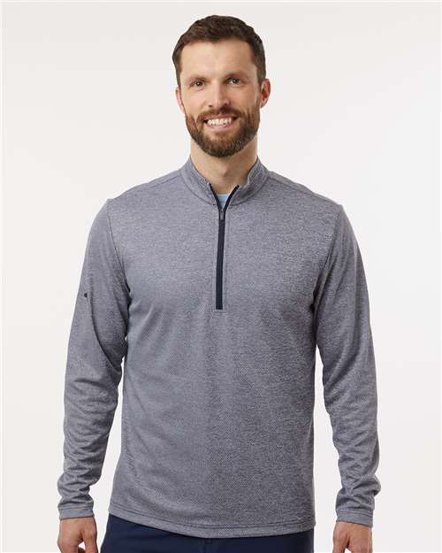 adidas A593 Men's Space Dyed Quarter-Zip Pullover - Collegiate Navy Melange - OnModelFront