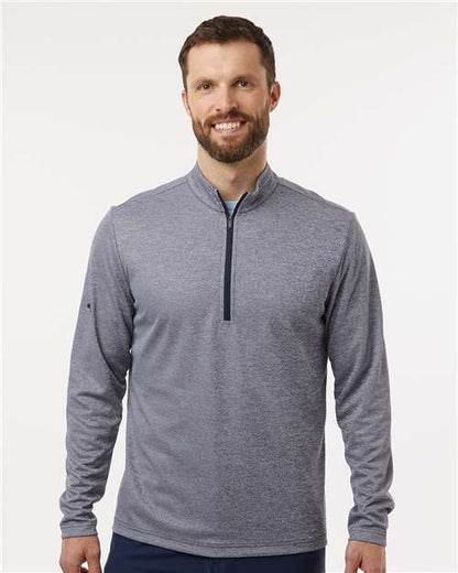 adidas A593 Men's Space Dyed Quarter-Zip Pullover - Collegiate Navy Melange - OnModelFront