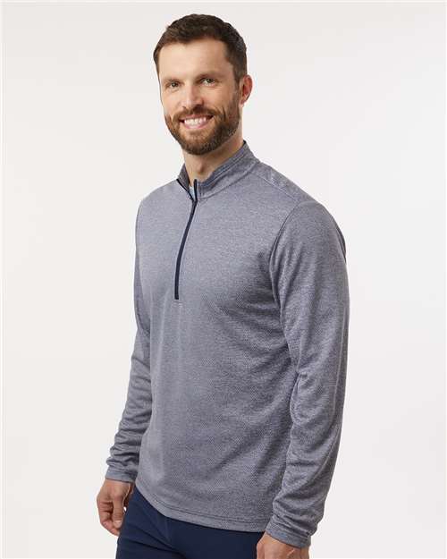 adidas A593 Men's Space Dyed Quarter-Zip Pullover - Collegiate Navy Melange - OnModelSide