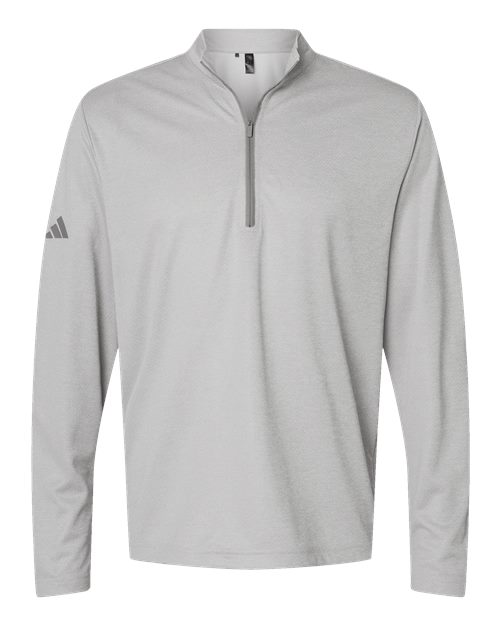 adidas A593 Men's Space Dyed Quarter-Zip Pullover - Grey One Heather - Front