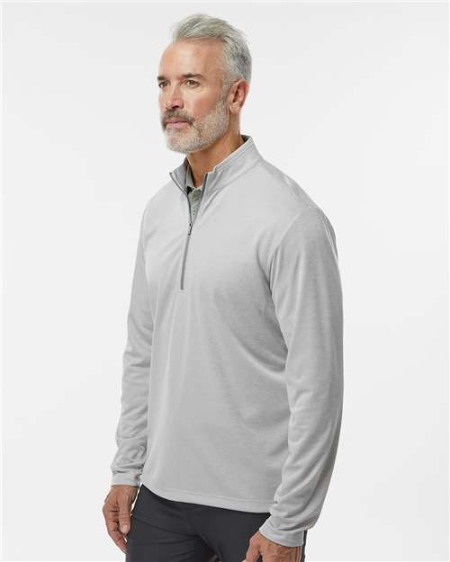 adidas A593 Men's Space Dyed Quarter-Zip Pullover - Grey One Heather - OnModelSide