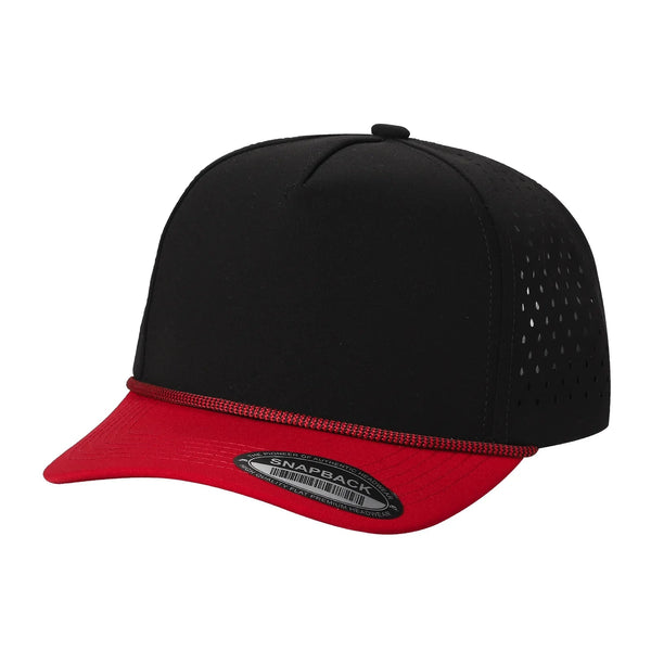 5TCP 5-Panel Waterproof Rope Cap – Durable Outdoor Snapback - BLK/RED