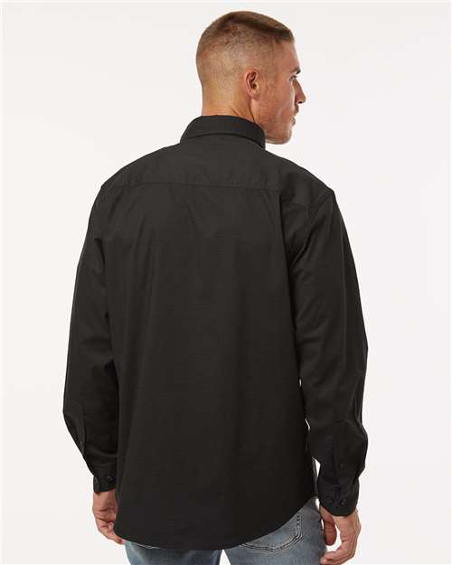 DRI DUCK 4450T Men's Craftsman Woven Shirt - Black - OnModelBack