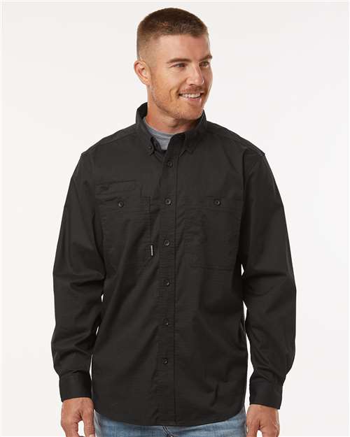 DRI DUCK 4450T Men's Craftsman Woven Shirt - Black - OnModelFront