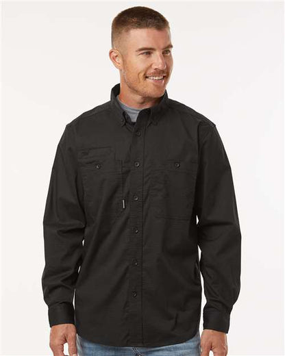 DRI DUCK 4450T Men's Craftsman Woven Shirt - Black - OnModelFront