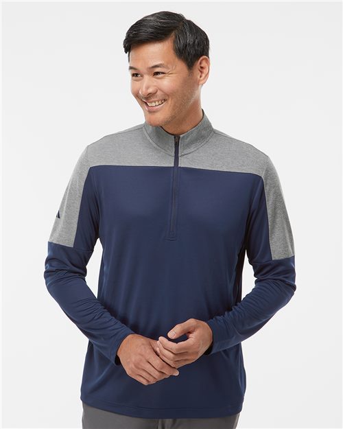 adidas A552 Men's Ultimate365 Lightweight Colorblocked Quarter-Zip Pullover - style view