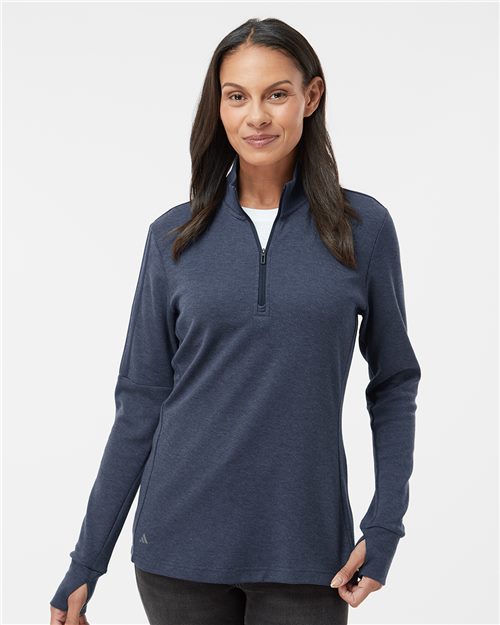 adidas A555 Women's 3-Stripes Quarter-Zip Sweater Pullover - style view