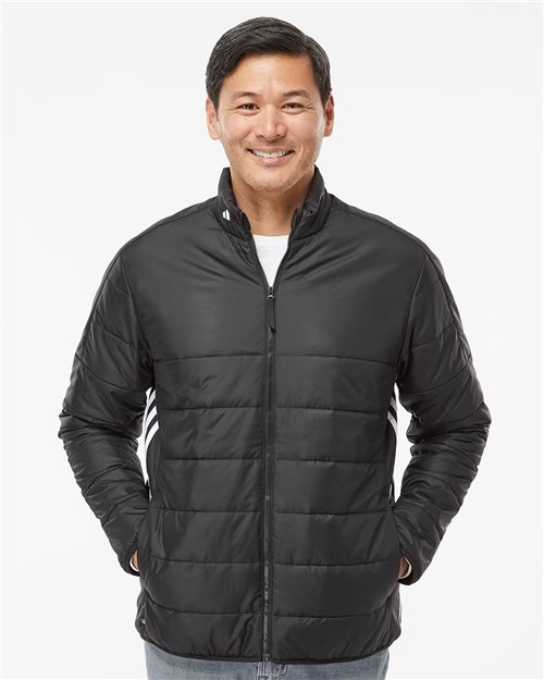 adidas A570 Men's 3-Stripes Puffer Full-Zip Jacket - style view