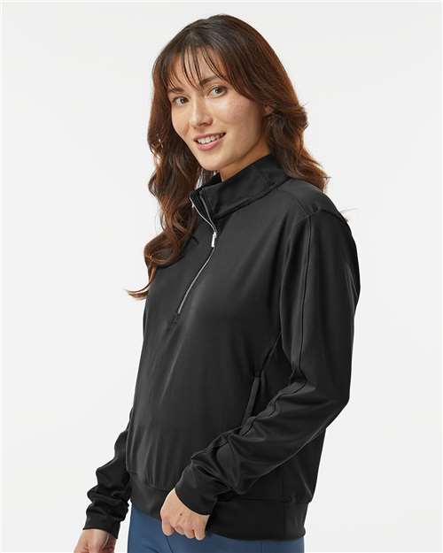 adidas A1002 Women's Ultimate365 Quarter-Zip Pullover - Black - OnModelSide