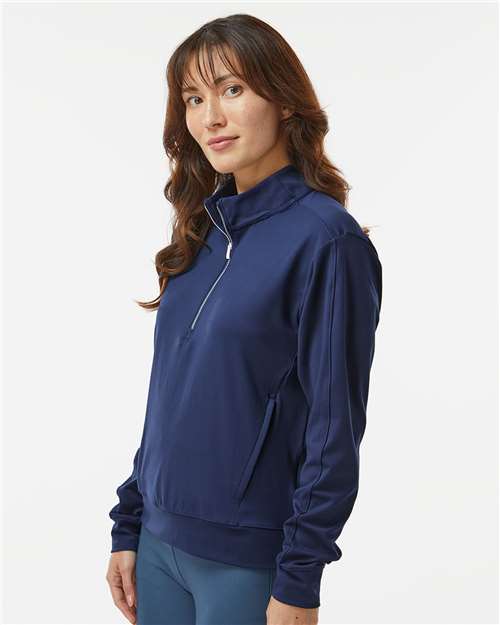 adidas A1002 Women's Ultimate365 Quarter-Zip Pullover - Collegiate Navy - OnModelSide