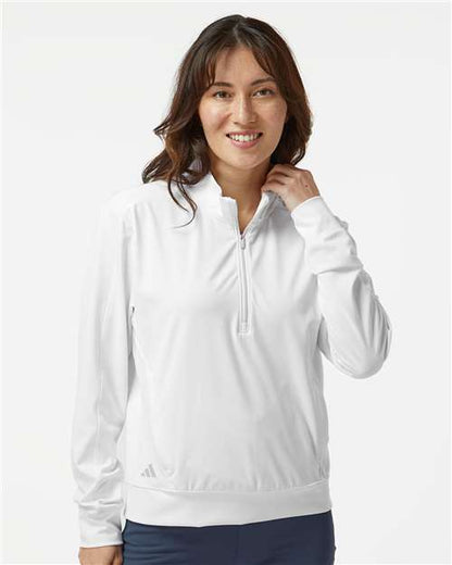 adidas A1002 Women's Ultimate365 Quarter-Zip Pullover - White - OnModelFront