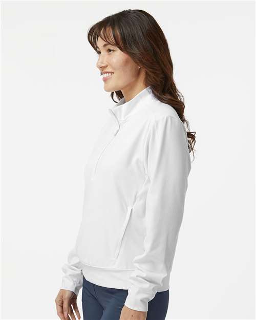 adidas A1002 Women's Ultimate365 Quarter-Zip Pullover - White - OnModelSide