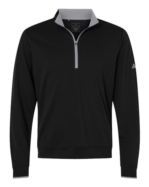 adidas A2002 Men's Performance Lightweight Quarter-Zip Pullover - Black/ Grey Three - Front