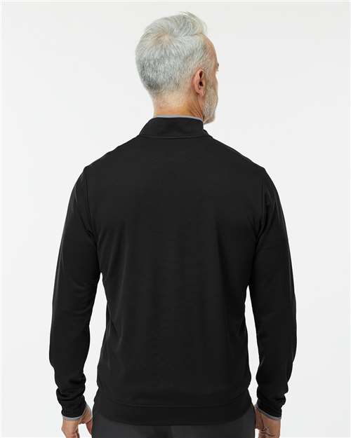 adidas A2002 Men's Performance Lightweight Quarter-Zip Pullover - Black/ Grey Three - OnModelBack