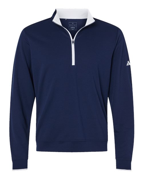 adidas A2002 Men's Performance Lightweight Quarter-Zip Pullover - Collegiate Navy/ White - Front
