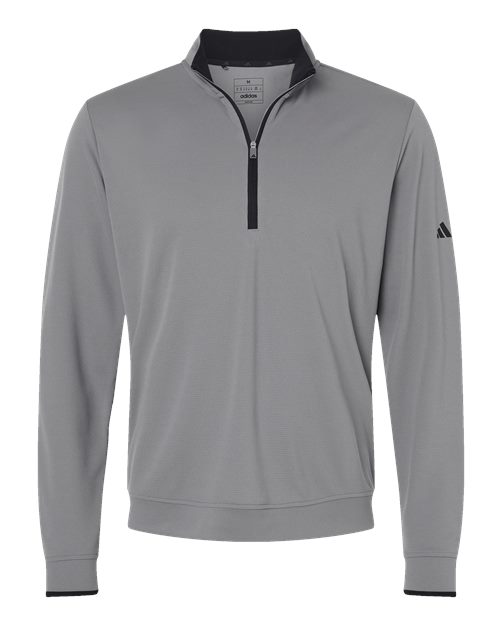 adidas A2002 Men's Performance Lightweight Quarter-Zip Pullover - Grey Three/ Black - Front