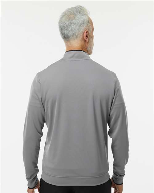 adidas A2002 Men's Performance Lightweight Quarter-Zip Pullover - Grey Three/ Black - OnModelBack