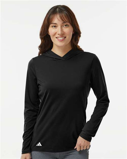 adidas A1003 Women's Performance Hooded Pullover - Black - OnModelFront