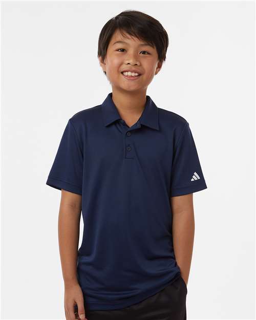 adidas A4000 Youth Performance Polo - Collegiate Navy - OnModelFront