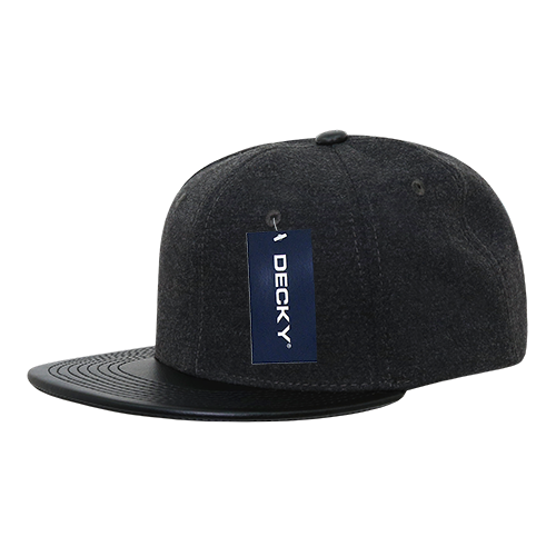 Decky-1115-6 Panel High Profile Structured Melton Vinyl Snapback - Black