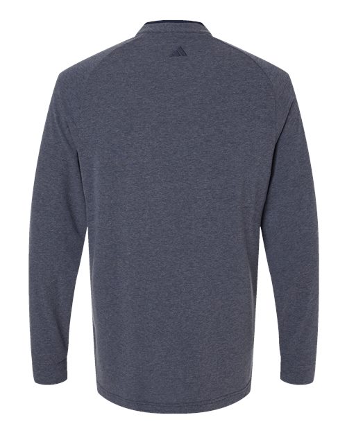 adidas A597 Men's Henley Long Sleeve T-Shirt - Collegiate Navy Melange - Back
