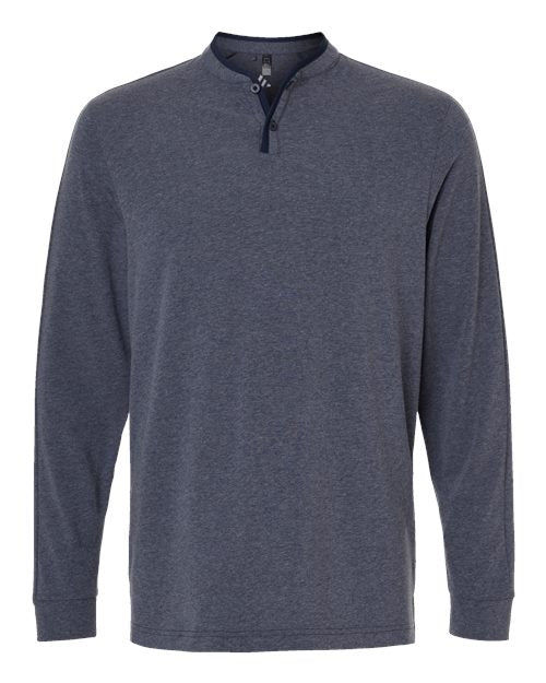 adidas A597 Men's Henley Long Sleeve T-Shirt - Collegiate Navy Melange - Front