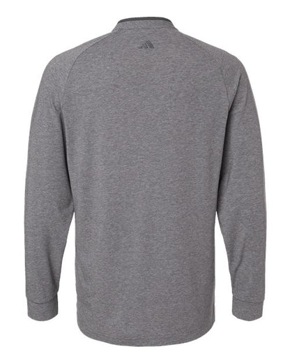 adidas A597 Men's Henley Long Sleeve T-Shirt - Grey Five Melange - Back