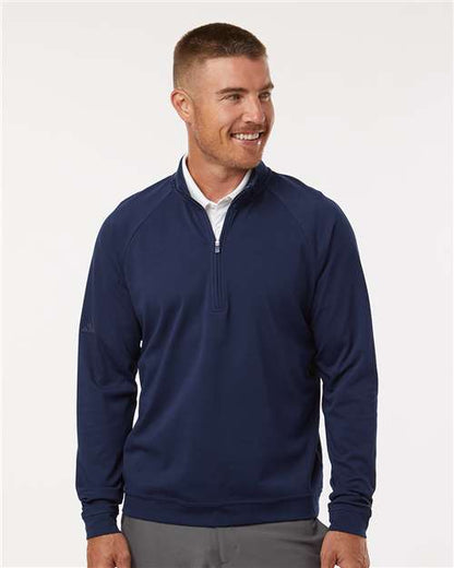 adidas A598 Men's Club Quarter-Zip Pullover - Collegiate Navy - OnModelFront