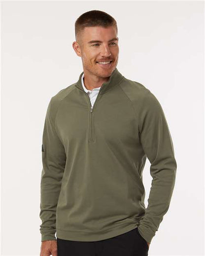 adidas A598 Men's Club Quarter-Zip Pullover - Olive Strata - OnModelFront