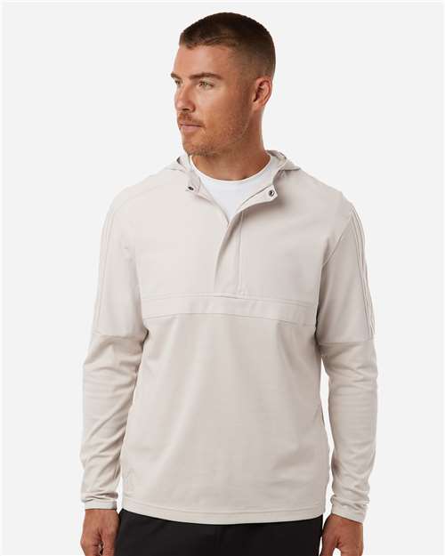 adidas A607 Men's Half-Zip Hooded Anorak - Alumina - OnModelFront