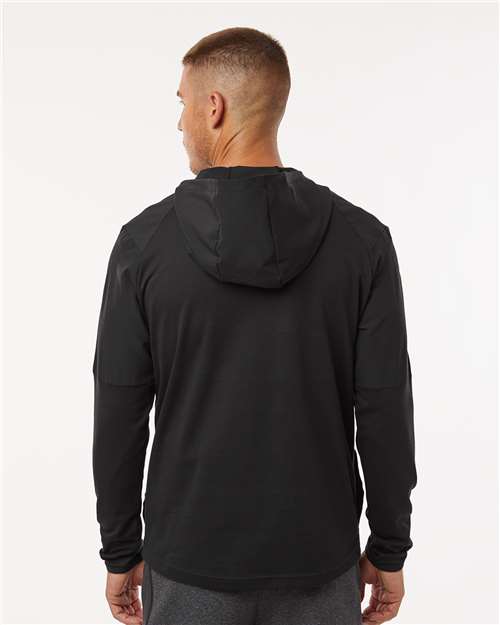 adidas A607 Men's Half-Zip Hooded Anorak - Black - OnModelBack