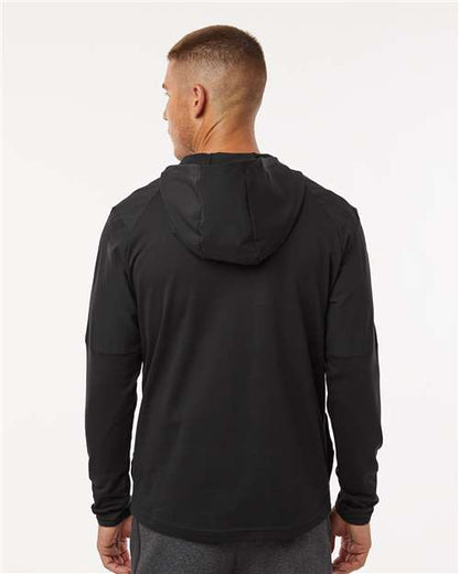 adidas A607 Men's Half-Zip Hooded Anorak - Black - OnModelBack