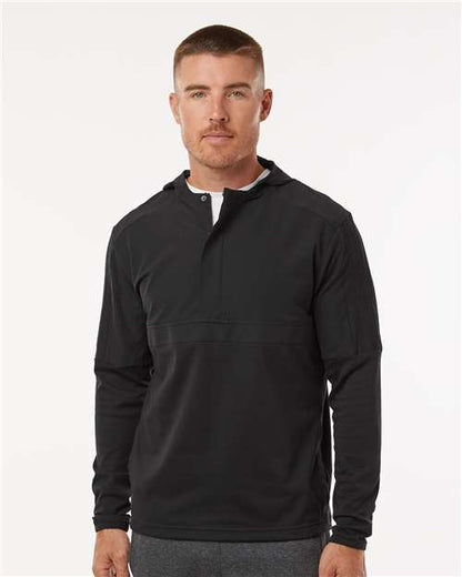 adidas A607 Men's Half-Zip Hooded Anorak - Black - OnModelFront