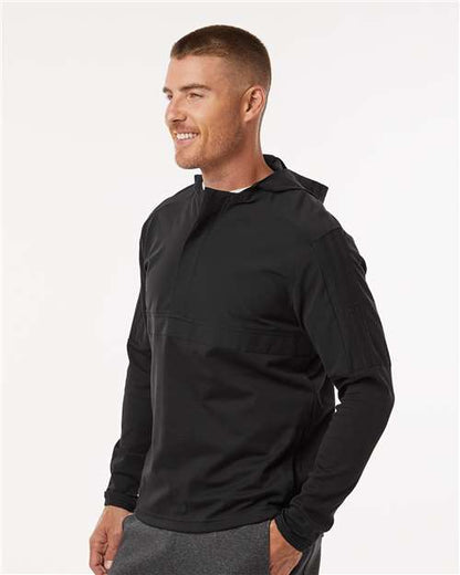 adidas A607 Men's Half-Zip Hooded Anorak - Black - OnModelSide