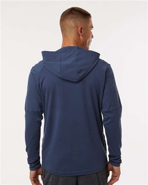 adidas A607 Men's Half-Zip Hooded Anorak - Crew Navy - OnModelBack