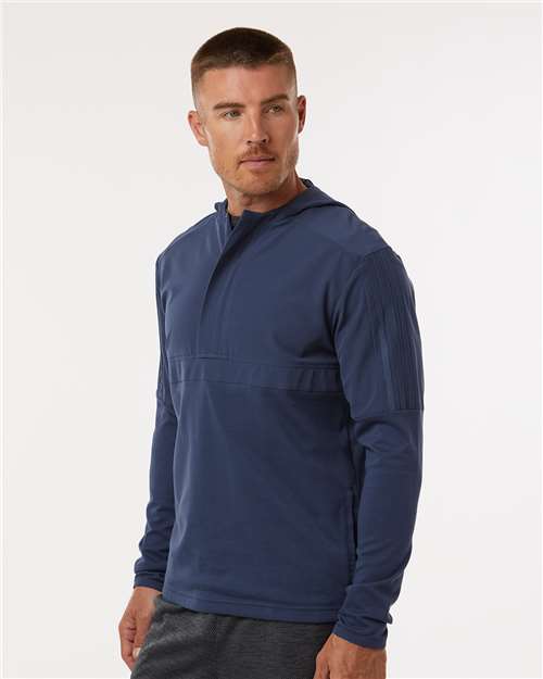 adidas A607 Men's Half-Zip Hooded Anorak - Crew Navy - OnModelSide