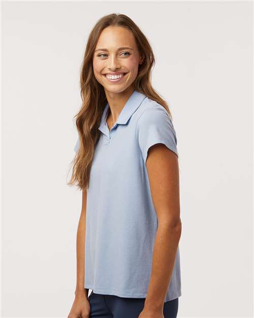 adidas A690 Women's Blended Polo - Blue Dawn Melange - OnModelSide