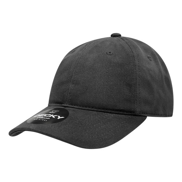 Decky-112-6 Panel Low Profile Relaxed Brushed Cotton Dad Hat - Black