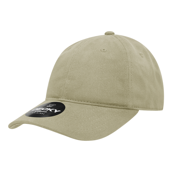 Decky-112-6 Panel Low Profile Relaxed Brushed Cotton Dad Hat - Khaki