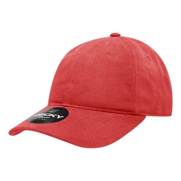 Decky-112-6 Panel Low Profile Relaxed Brushed Cotton Dad Hat - Red
