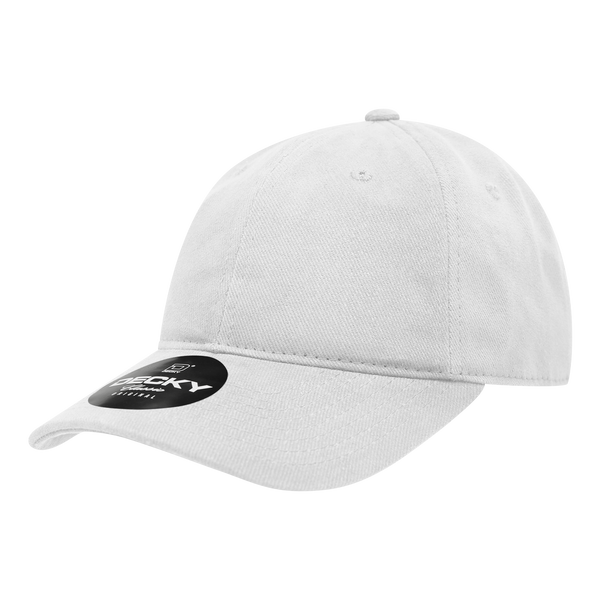 Decky-112-6 Panel Low Profile Relaxed Brushed Cotton Dad Hat - White