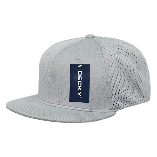 Decky-1128-Mesh Jersey Flat Bill Snapbacks - Grey