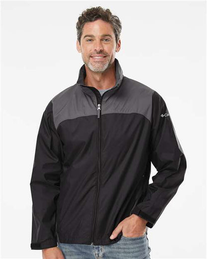 Columbia 212476 Men's Glennaker Lake™ II Rain Jacket - Black/ City Grey - OnModelFront