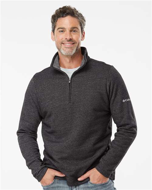 Columbia 212487 Men's Great Hart Mountain™ III Half-Zip Pullover - Black Heather - OnModelFront