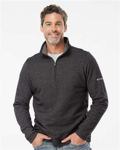 Columbia 212487 Men's Great Hart Mountain™ III Half-Zip Pullover - Black Heather - OnModelFront