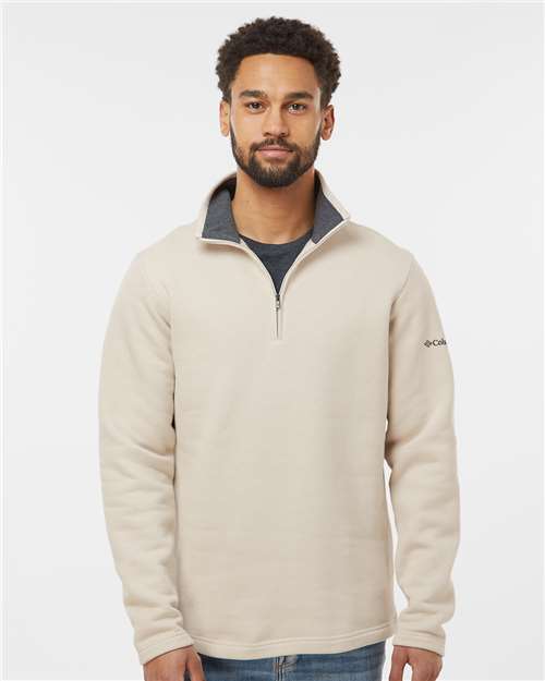 Columbia 212487 Men's Great Hart Mountain™ III Half-Zip Pullover - Dark Stone Heather - OnModelFront